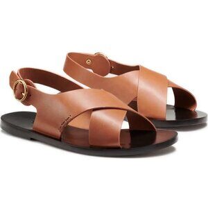 G.H.BASS Cross Strap Sandals Tan Leather SIZE US 9